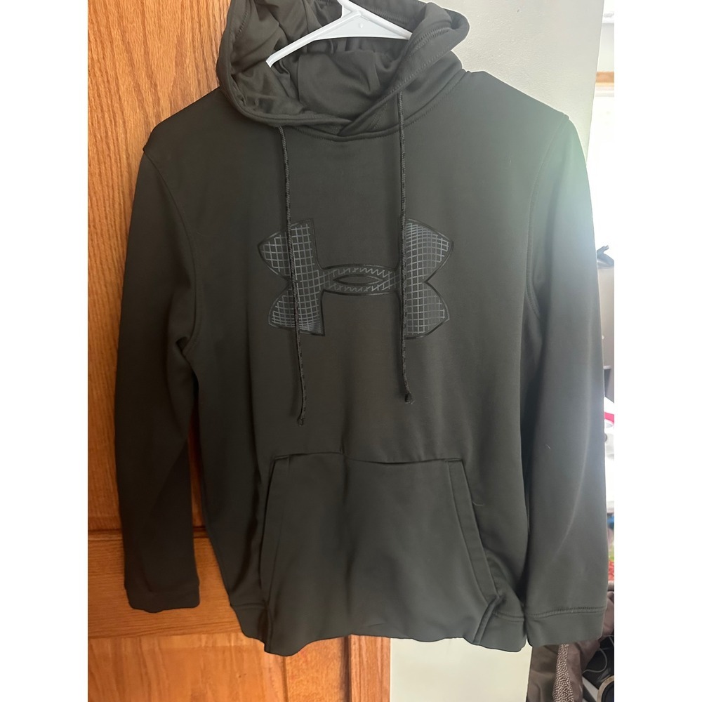 Under Armour Boys ColdGear Loose Fit Hoodie Pullover Green Grey Medium MD 10-12